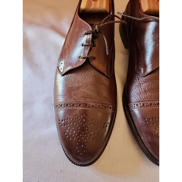 Johnston & Murphy Leather Shoe Cellini Brown Size 10.5 M Conard Cap Toe Wing Tip main image 9